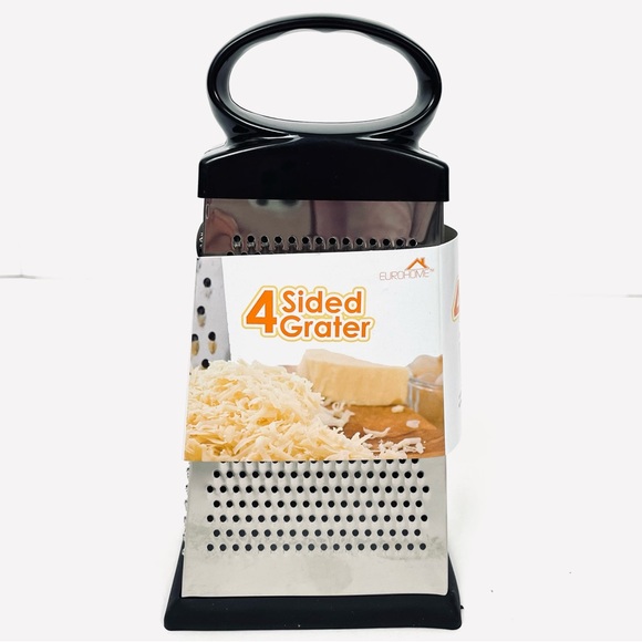 4 Side Stainless Steel, Black Cheese Grater, Shredder, and Slicer 9 Inch - Picture 3 of 5